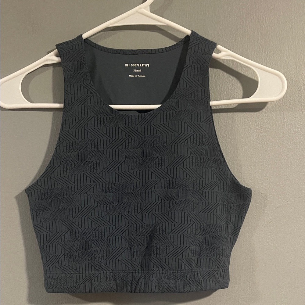 REI Cooperative gray and black Take Your Time‎ bra Top XS